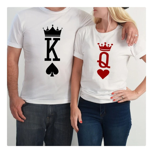 Pack 2 Polera Unisex Pareja Amor Valentin Cartas Estampado