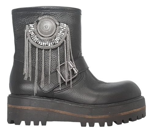 Botas Viru Shoes 481 Borcegos Cuero Negro Con Herraje