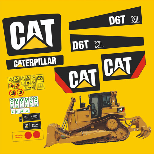 Kit Adesivos Compativeis Com Máquina Trator Esteira D6t Xl