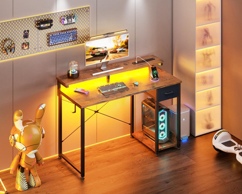 Aodk Escritorio Para Juegos Con Luces Led Y Toma De