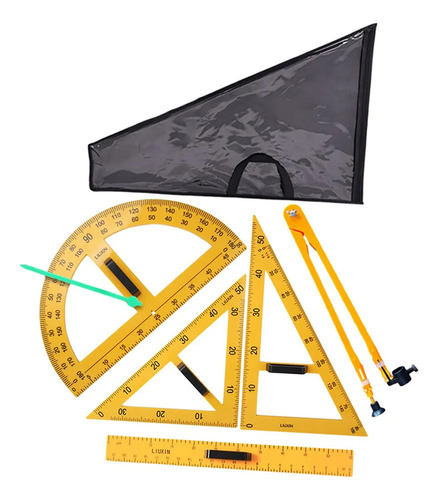 Juego De Reglas Geométricas Matemáticas Con Bolsa, 5 Piezas