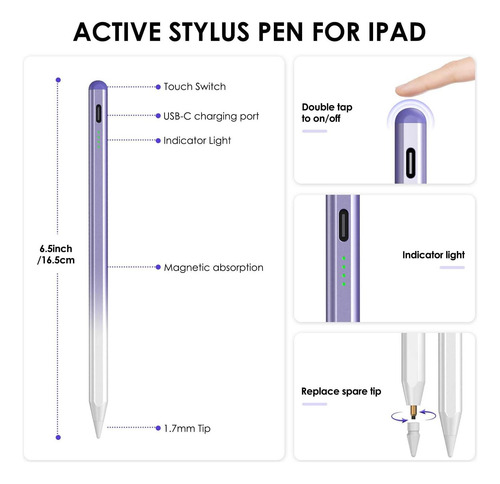 Pen Con Lápiz Óptico Para iPad, Lápiz De iPad Para Air Pro Y