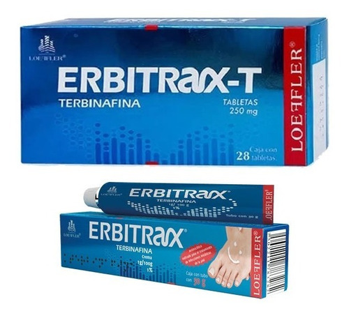 Erbitrax-t 250 Mg C/28 Tabletas + Crema 30 Grs Antimicotico