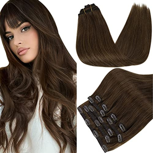 Goma Marrón Oscuro Pelo Extensiones Clip En El Pelo Th8sl