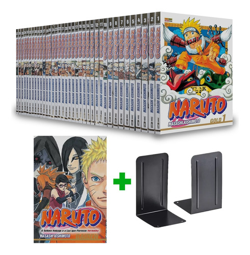 Mangá Naruto Gold Coleção Completa Vol 1 Ao 72 + Naruto Gaiden Panini + Brinde Apoio De Livro + Sacos Ziplock Perfeito Estado