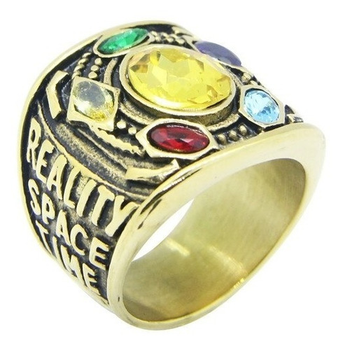 Anillo Color Oro Acero Inoxidable 6 Gemas Thanos Para Hombre