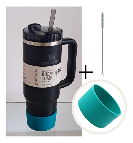 Stanley Quencher 30oz Vaso Taza Mug Termo Asa Con Funda Prot Negro - Verde Quencher