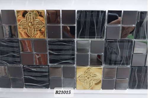 Mega Malla-mosaico Listelos Negra-dorada Vidrio 30x30 B21015
