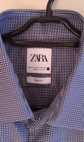 Camisa Zara Azul - Nueva - Talla Medium Slim Fit