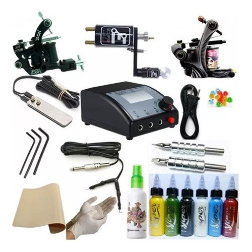 Kit De Tatuagem Tattoo Completo Smart , 3 Máquinas 