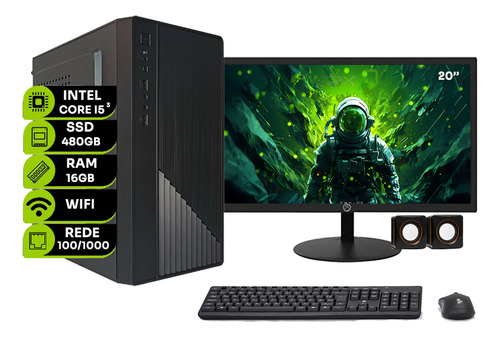 Computador Intel Core I5 3470 Ddr3 16gb Ssd 480gb Monitor 20