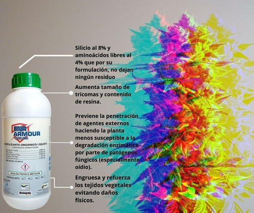 Imagen 3 de 5 de Armour Silicio Con Aminoácidos Floración + Tricomas + Resina