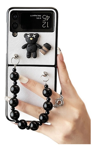 Para Samsung Z Flip 4 3 Funda Oso Café Con Pulsera