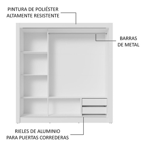 Ropero Closet Madesa 3 Puertas 2 Espejos Bm 10 Color Blanco/Marrón