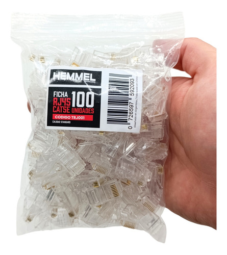 100 X Fichas Rj45 Hemmel Cat5e Calidad Estandar Red Lan Utp