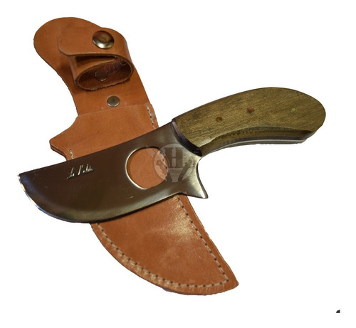 Cuchillo Capador La Mulita Inox Curvo Cachas Madera Vaina