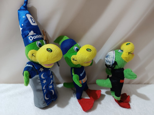 Lote 3 Peluches 20cm Promos De Dino De Danonino. Verde Claro (Usado)