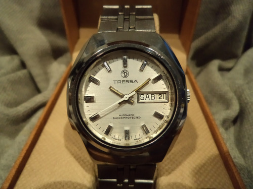 Esplendido Reloj Tressa Automatico Antiguo 1970 Unico Joya!! Acero Cromado Plateado (Usado)