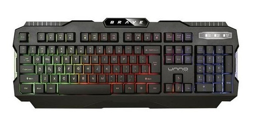 Imagen 3 de 3 de Unno Brave Kb681bk, Teclado Gamer Usb Iluminado Rgb