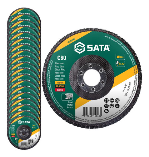 Disco De Lixa Flap 7 Pol Grão 60 Com 20 Unidades Sata