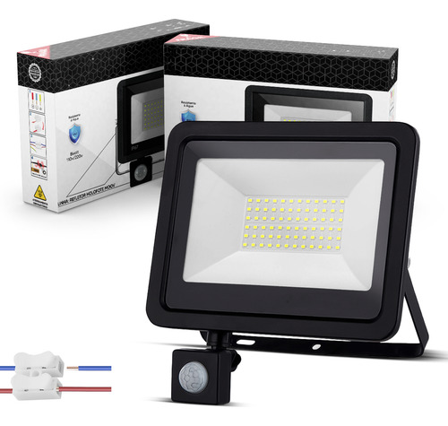 Refletor Moov Led 200w Branco Frio 6500k 127/220V Ip67 Com Sensor De Presença
