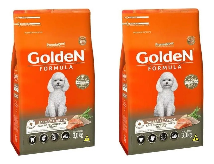 Ração Golden Formula para Cão Adulto de Raça Pequena Sabor Salmão e Arroz 3kg - Kit com 2 Unidades
