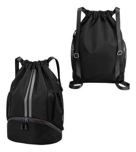 Mochila Saco Esportiva Treino Passeio Academia Impermeável Cor Azul-escuro Desenho Do Tecido Liso Com Listra