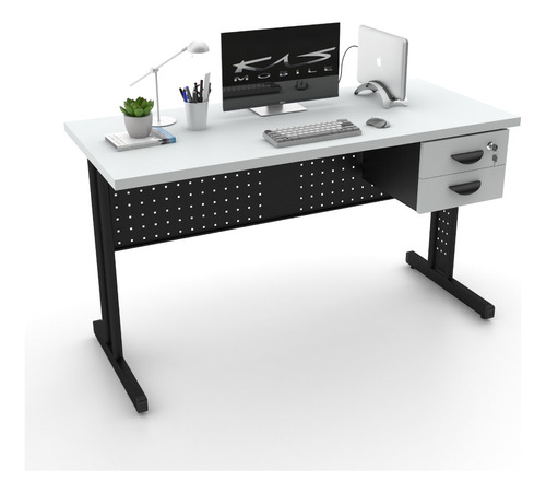 Mesa Para Escritório 1.37x60, Escrivaninha Comp30, V. Cores