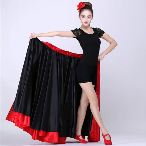 Falda Flamenca Roja Para Danza Del Vientre Para Mujer Y Niña