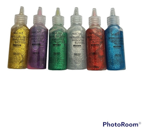 Imagen 1 de 3 de Adhesivo Glitter Brillo Pack X6 Colores Surtidos 