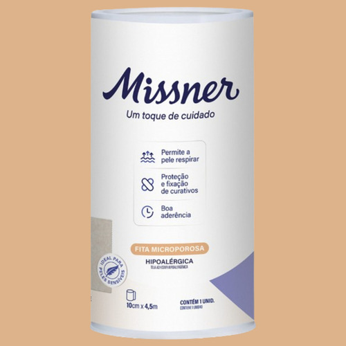 Kit 3 Fita Microporosa Bege 10cm X 4,5m - Missner