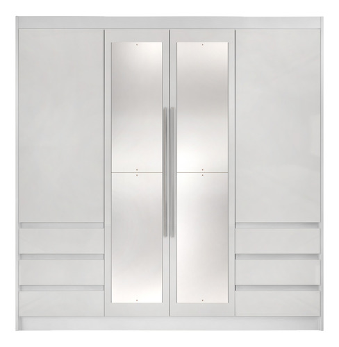 Placard Ropero 4 Puertas 6 Cajones - 212x217x051 - Triunfo Color Blanco brillo con blanco brillo