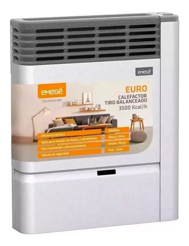 Imagen 3 de 5 de Calefactor Emege 2135tb 3500 Calorias Tiro Balanceado Cuotas