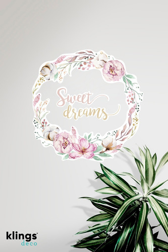 Vinilos Decorativos Frases Sweet Dreams Flores 