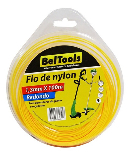Fio De Nylon Redondo Roçadeira 1,8mm X100m Beltools