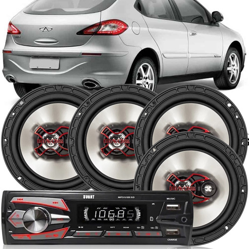 Kit Auto Falante Chery Cielo 10 11 2012 Radio Bluetooth Mp3