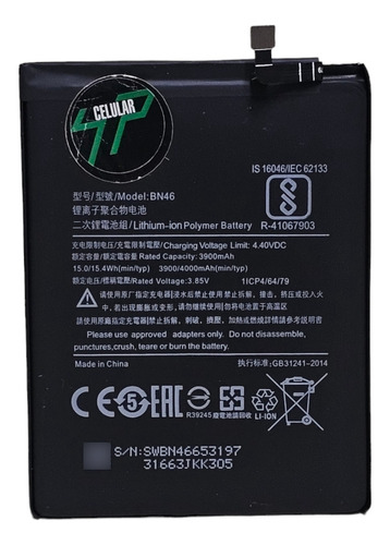 Bateria Para Redmi Note 6 Bn46 3900mah Microcentro