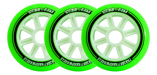 3 Rodas Traxart Fitness Hardwheels 100mm/88a- Verde + Brinde