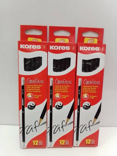 Imagen 1 de 2 de Lapiz De Grafito Hb Triangular Kores (caja De 24)