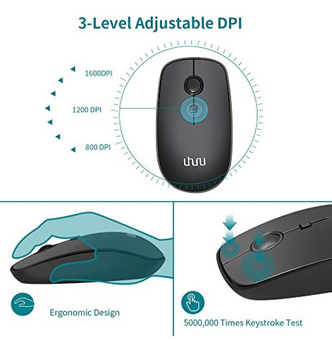 Teclado Mouse Inalambrico Usb 2.4 Ghz Reposamano Dpi 3