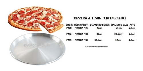 Set X 10 Pizzeras Molde Pizza Grande Aluminio Reforzado N°35