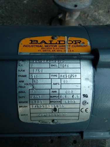 Motorreductor Motor Dc 1 Hp 90v Baldor 1750 Rpm (Usado)