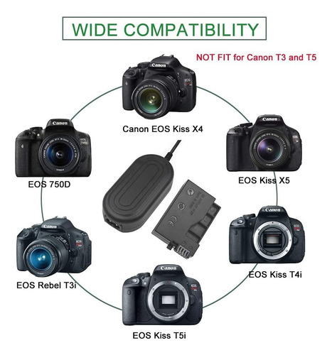 Adaptador De Corriente Batería Simulada Para Canon T5i T4i
