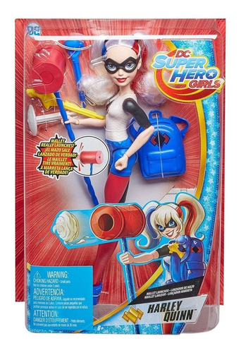 Muñeca Dc Super Hero Girl Harley Quinn Lanzador Mazo 30 Cm