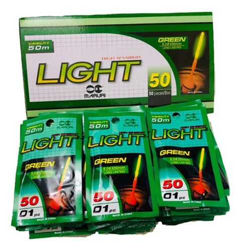 Luz Quimica Bastão Luminoso P/ Pesca Noturna - Caixa 50pçs Cor Verde