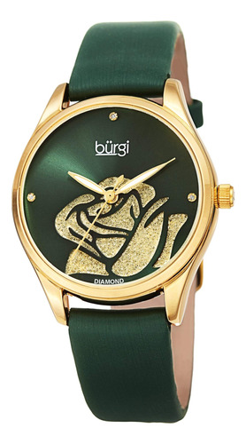 Burgi Women's Diamond Accented Flower Watc B0779b4j7f_200324