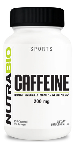 Cafeína 250 Caps X 200 Mg Nutrabio, Pure Caffeine