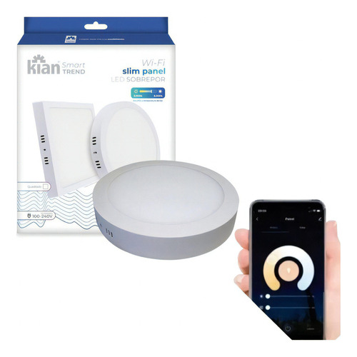 Luminária Led Sobrepor 18w Inteligente Smart Wi-fi Kian Cor Branco 110V/220V