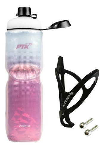 Garrafa Caramanhola Térmica P/ Bicicleta 700ml C/ Suporte Ab Cor Full Rosa