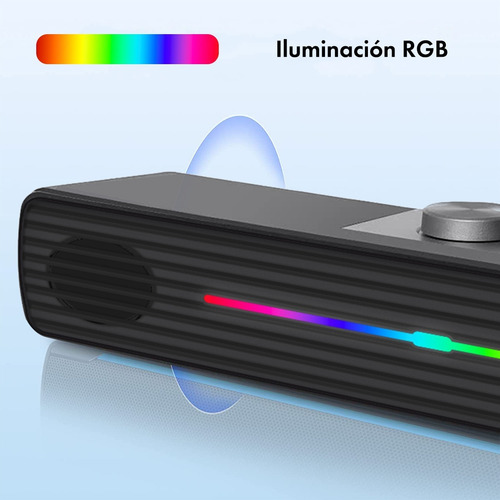 Imagen 7 de 8 de Barra Sonido Luz Rgb 3w Notebook Pc Altavoz Subwoofer Plug